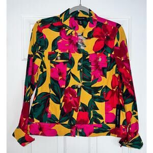 Tahari Linen blend floral Jacket - Size Medium